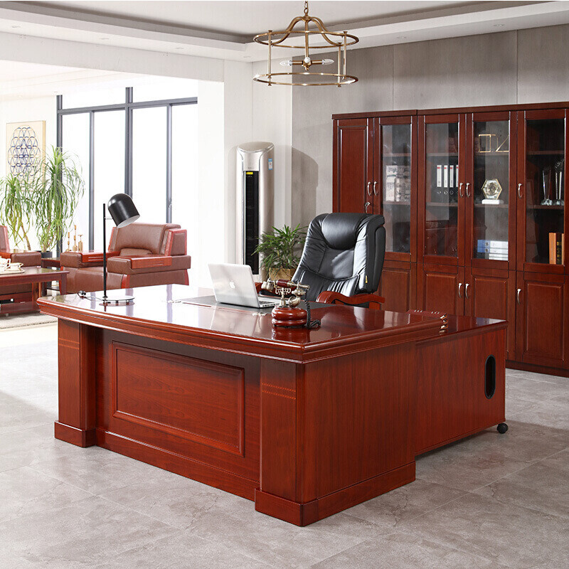 办公桌 中伟/ZHONGWEI  实木 红棕色