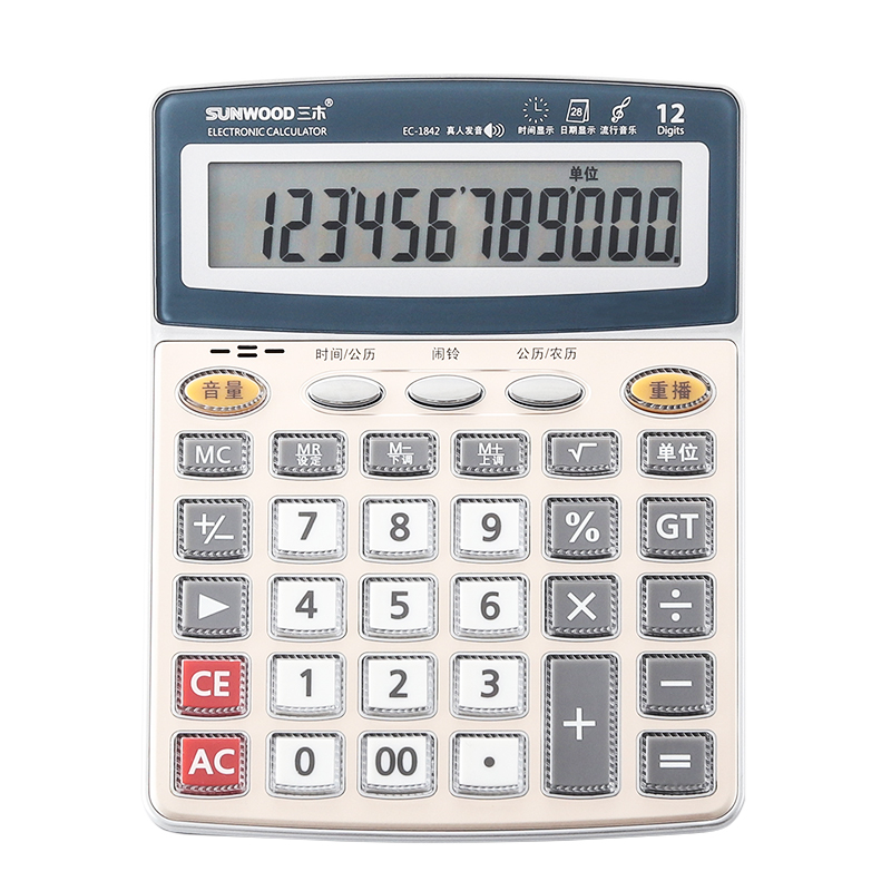 计算器 三木/SUNWOOD EC-1842 台式机 5号电池 12位