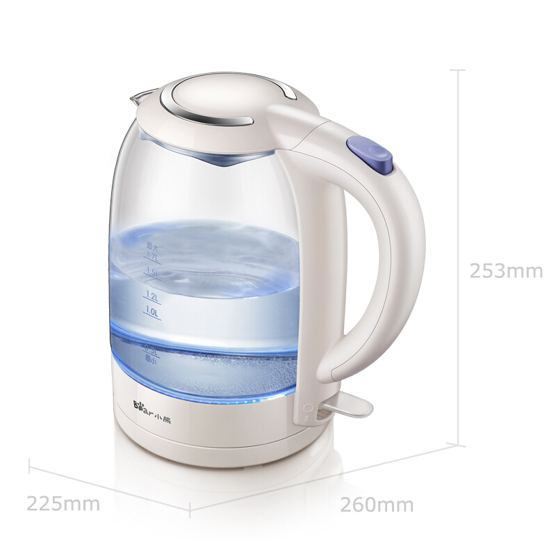 电水壶/电热水瓶 小熊/Bear ZDH-A17L1 白色 耐高温玻璃 1L(含)-2L(含)