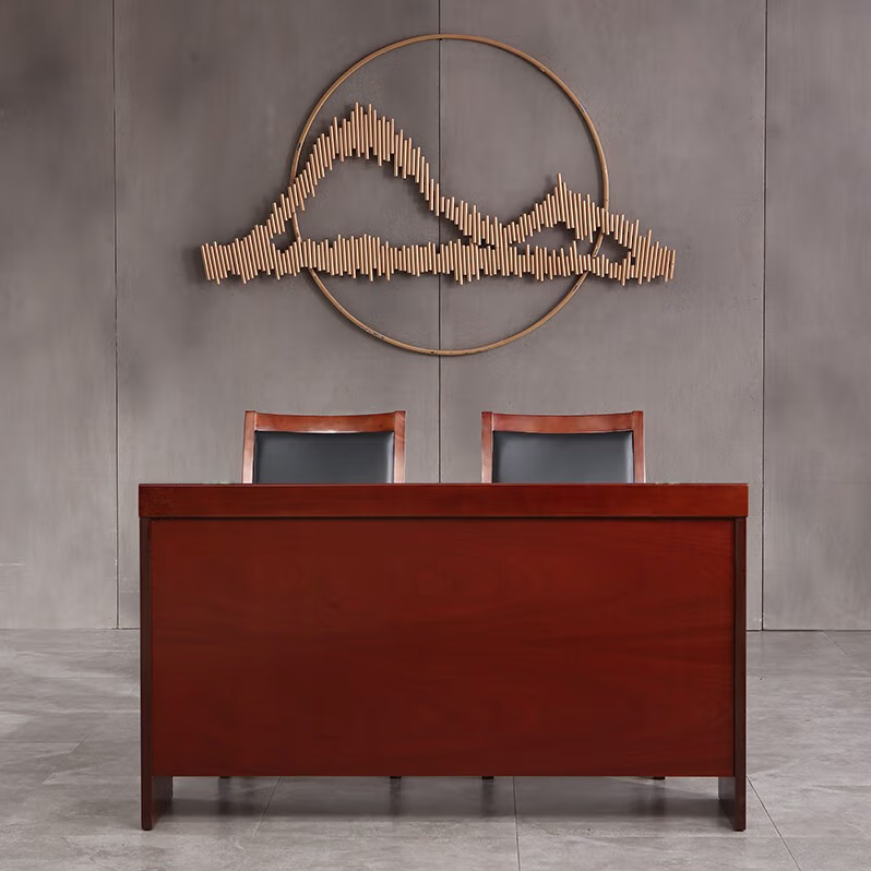 办公桌 中伟/ZHONGWEI  板木结合 红棕色