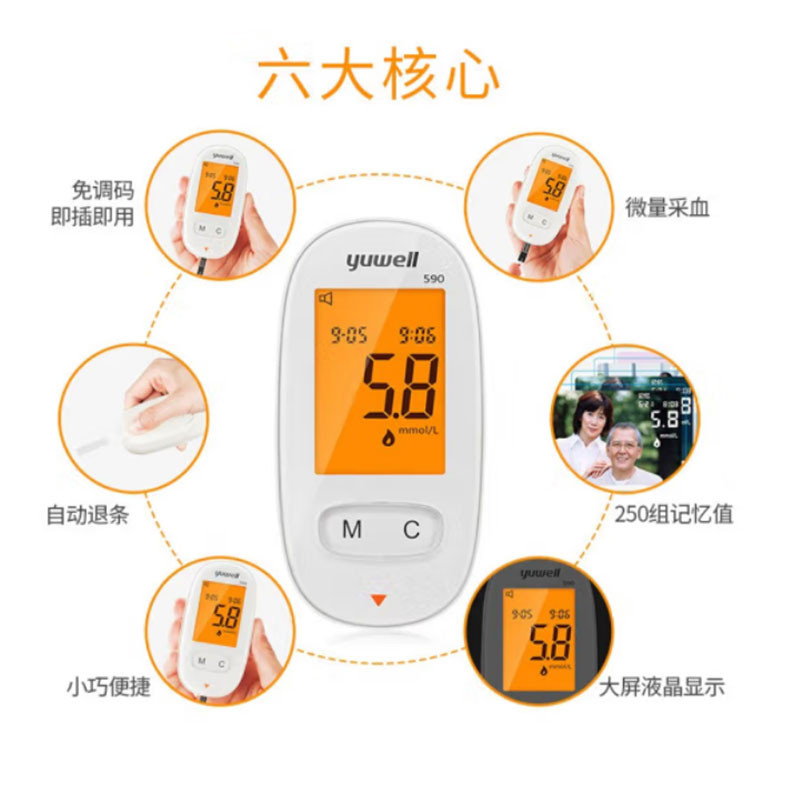 血糖仪 鱼跃/YUWELL 590 指尖血检测 全自动免调码