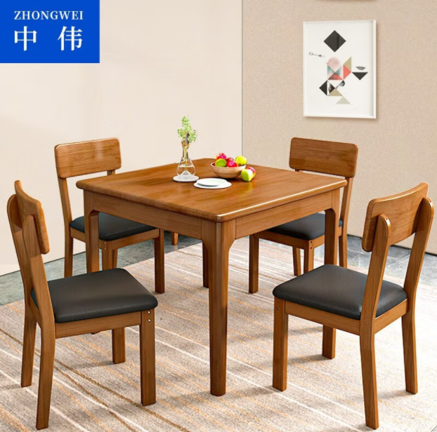 餐桌 中伟/ZHONGWEI  方形 实木 5人以下 2把 简约