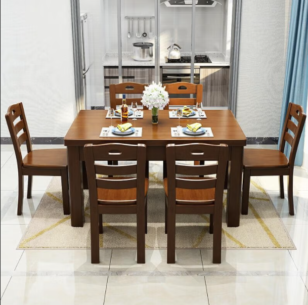 餐桌 中伟/ZHONGWEI  方形 实木 5人以下 4把 简约