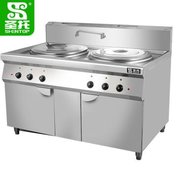 圣托（Shentop）双头50型电热煮面炉 酒店饭店保温电汤面炉 不锈钢节能煮粉煮面桶 DCF04