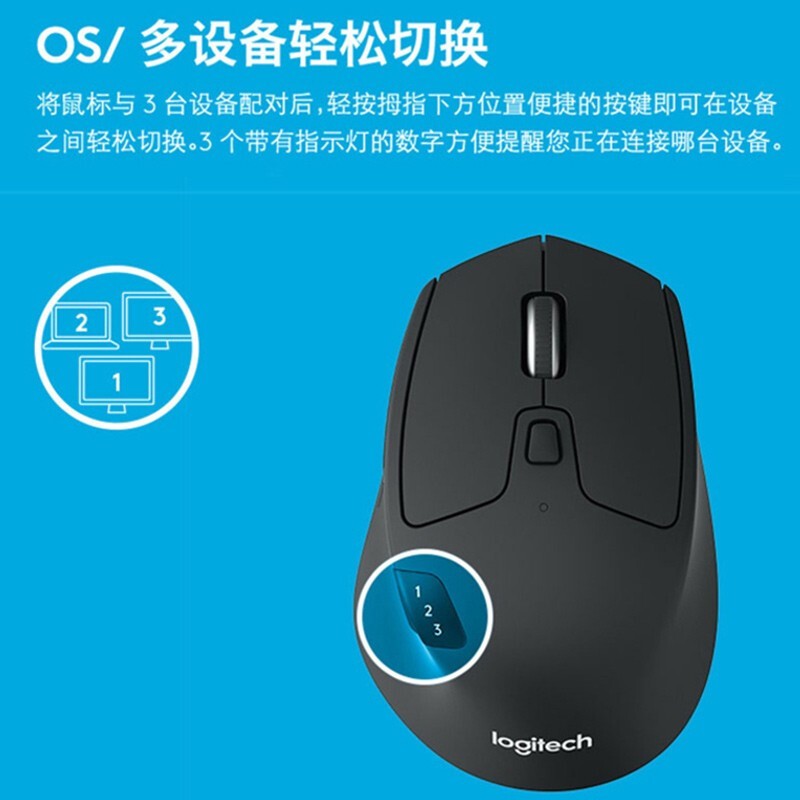 鼠标 罗技/Logitech M720 普通鼠（100-120mm） 蓝牙 黑色