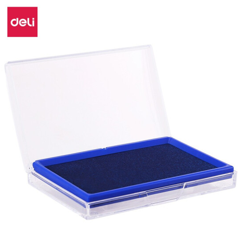 得力(deli)137*88mm方形快干印台印泥 清晰印记 财务用品 办公用品 蓝色9864