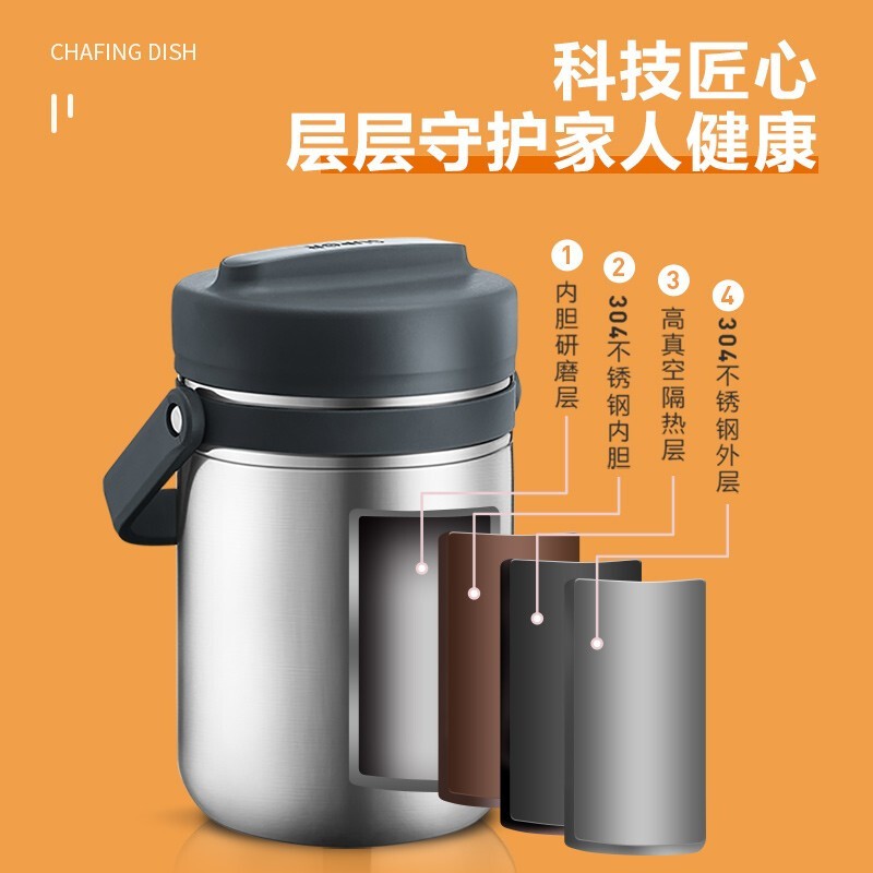 饭盒/保温桶/保温提锅 苏泊尔/SUPOR KF19A1 2层 1.9L 不锈钢 银色