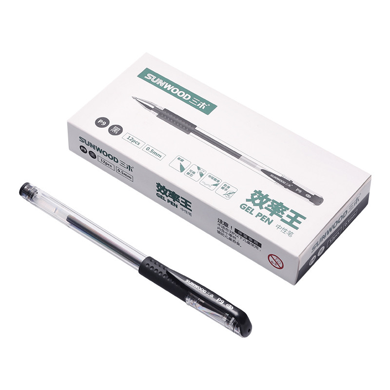 书写用笔类用具 三木/SUNWOOD P9 0.5mm 黑色 12