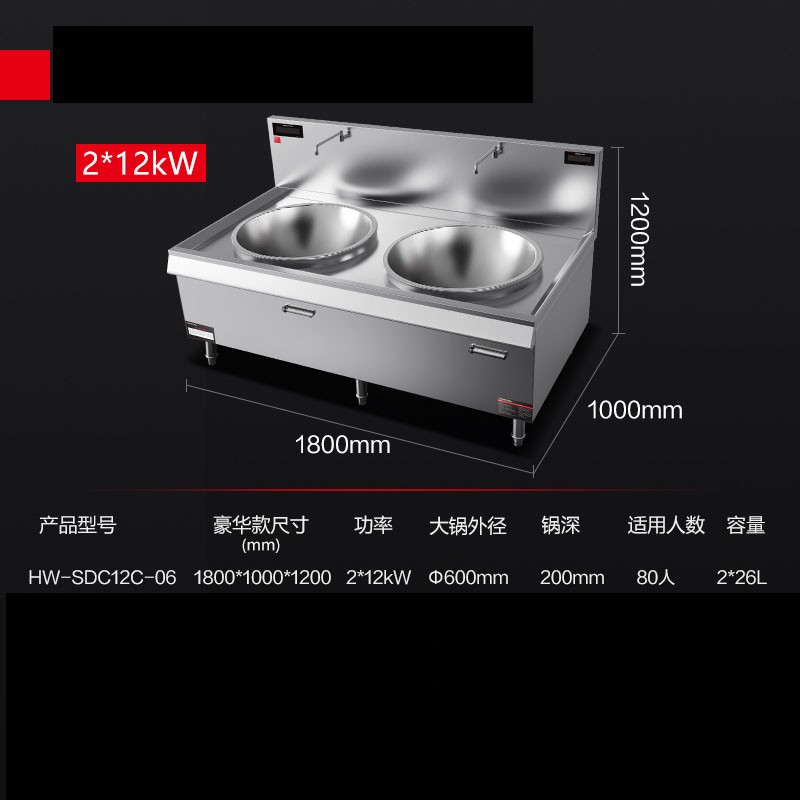 电炒灶 德玛仕/DEMASHI HW-SDC12C-06 双灶 磁控式 8档