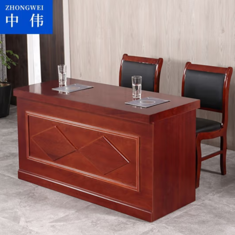 办公桌 中伟/ZHONGWEI  板木结合 红色 2人
