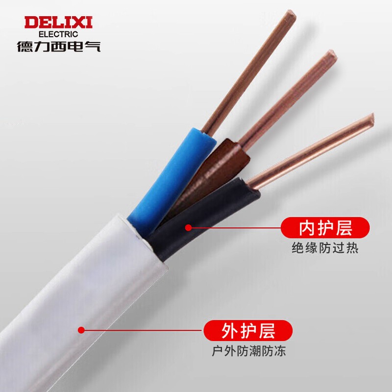 线缆 德力西电气/DELIXIELECTRIC BVVB-10 电线 100米 非屏蔽 绝缘pvc