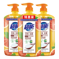 超能 洗洁精离子去油（西柚去腥）1kg*3瓶 餐具果蔬厨房清洁 不伤手