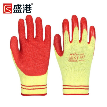 盛港（SHENGGANG）劳保手套加厚挂胶耐磨防滑劳动透气劳工加厚工地作业-700（12/付）