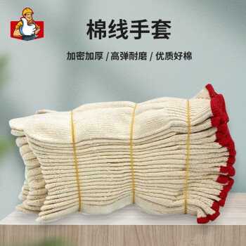 盛港（SHENGGANG）劳保手套加密加厚线手套耐磨耐用防滑工作工地干活防护手套白手套男女10付装SGS-5000