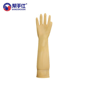 帮手仕 H-10140 45CM乳胶洗衣家务耐磨防水厨房耐用手套 本色 1副