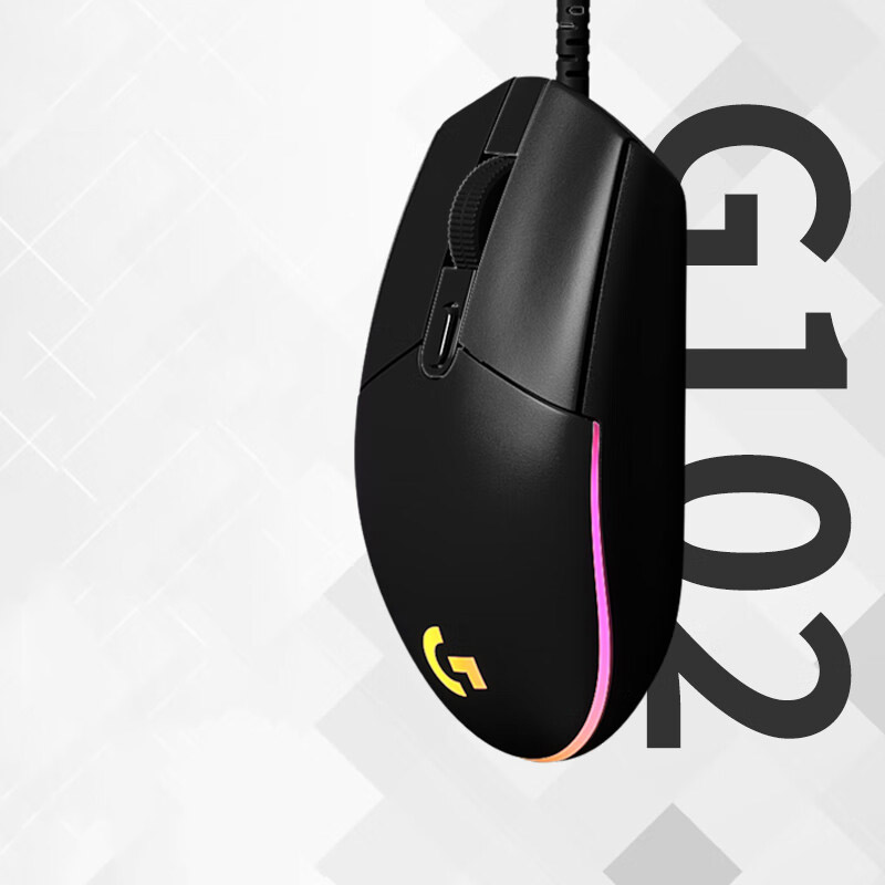 鼠标 罗技/Logitech G102 普通鼠（100-120mm） 有线 黑色