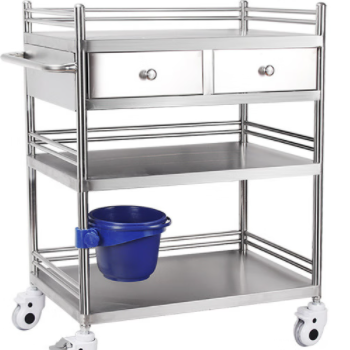 特大号豪华三层双抽屉款不锈钢小推车 移动置物架 长宽高80cm*48cm*86cm