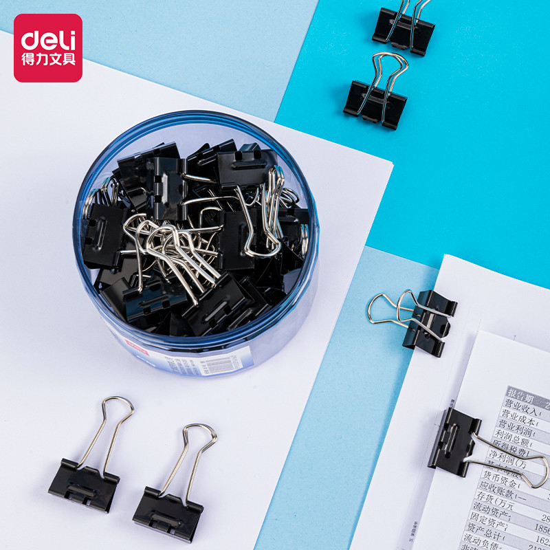 [得力] 夹子 8564 金属 25 黑色 48只/筒 1筒