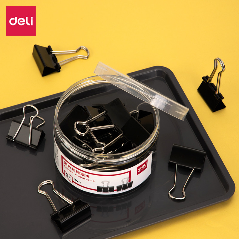 [得力] 夹子 8563 金属 32 黑色 24只/筒 1筒