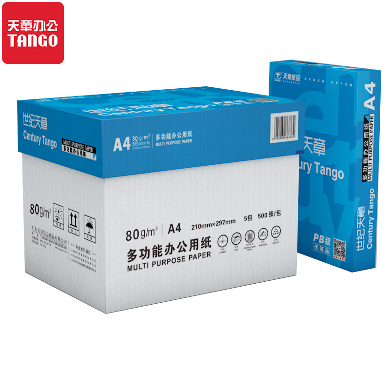 办公用纸 世纪天章  复印纸 A4 80g 500张/包 5包