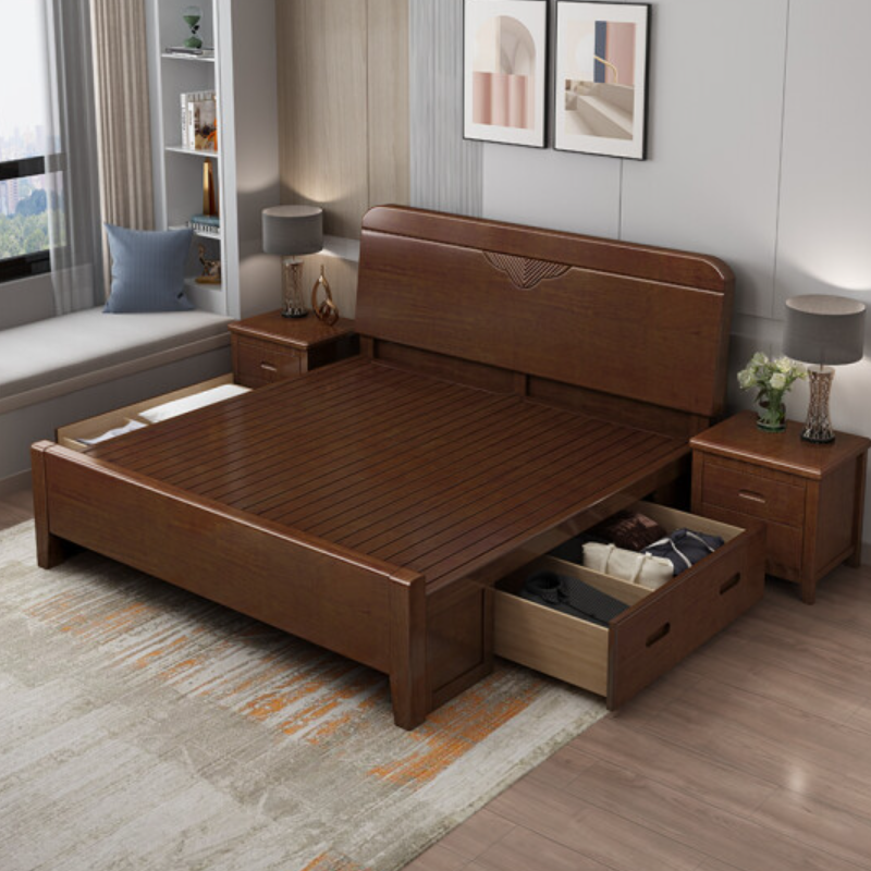 钢木床类 中伟/ZHONGWEI 100030196981 双人 单层 胡桃色