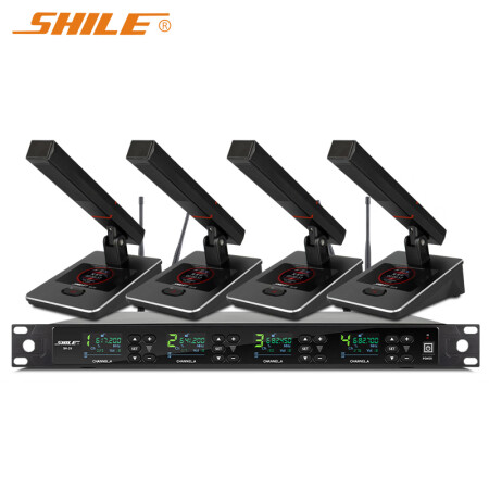 狮乐（SHILE）SH-26 可充电锂电池一拖四会议麦克风方杆式无线话筒