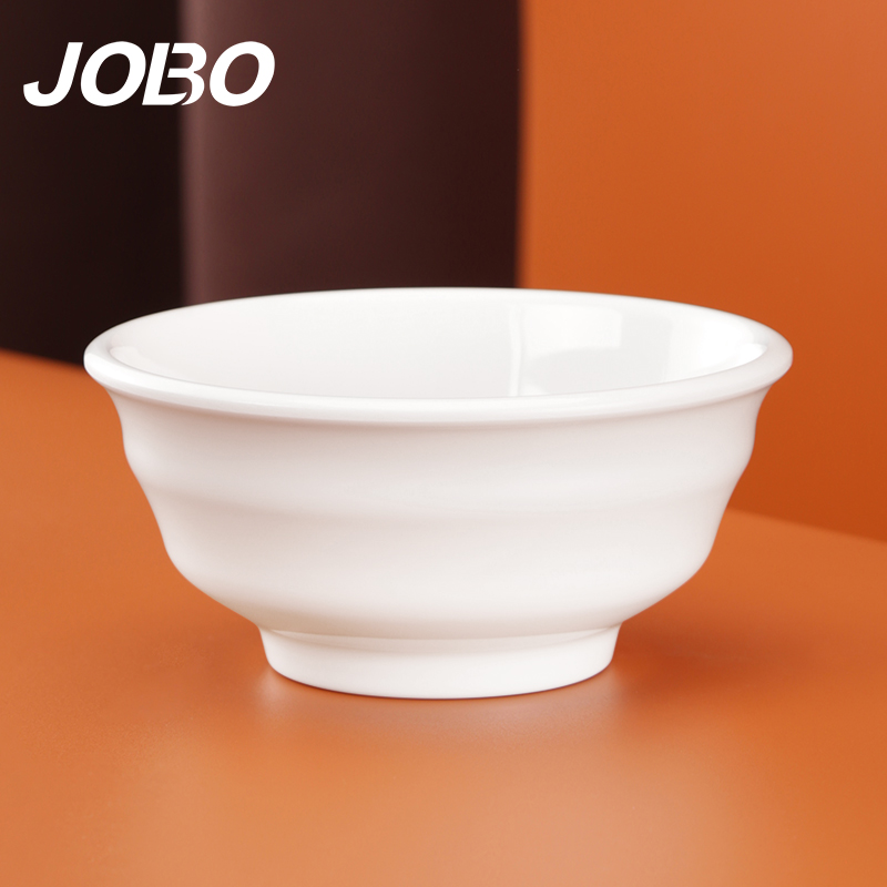 巨博（JOBO）商用密胺5英寸13cm白色米饭碗汤碗1个装