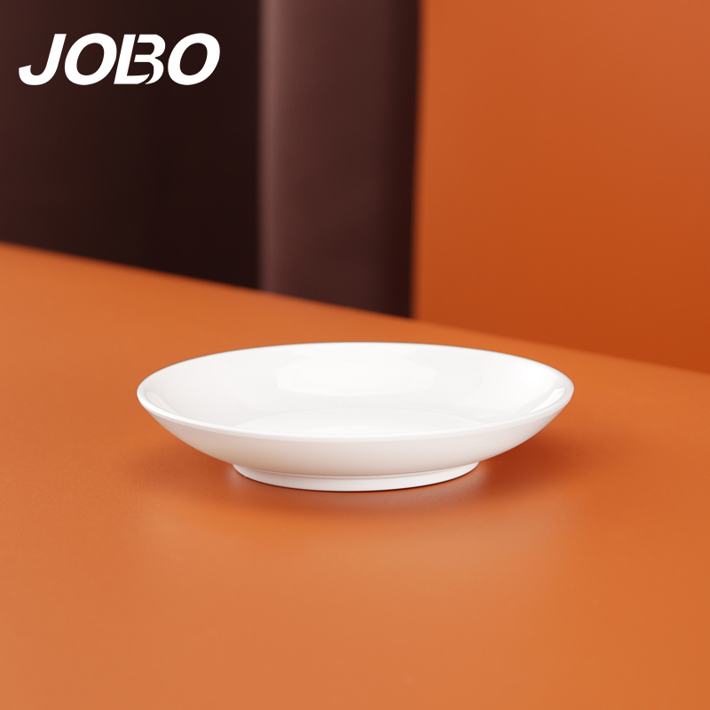 巨博(JOBO) 商用密胺4.5英寸11.6cm 白色小圆碟子50个装