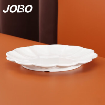巨博(JOBO) 商用密胺8.5英寸21.8cm 花瓣盘子白色1个装