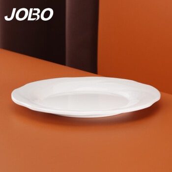 巨博(JOBO) 商用密胺8英寸20.4cm花边圆盘白色1个装