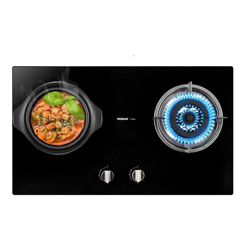 老板（Robam） 燃气灶钢化玻璃 天然气双灶 家用台式嵌入式灶台 大火力JZT-30B3