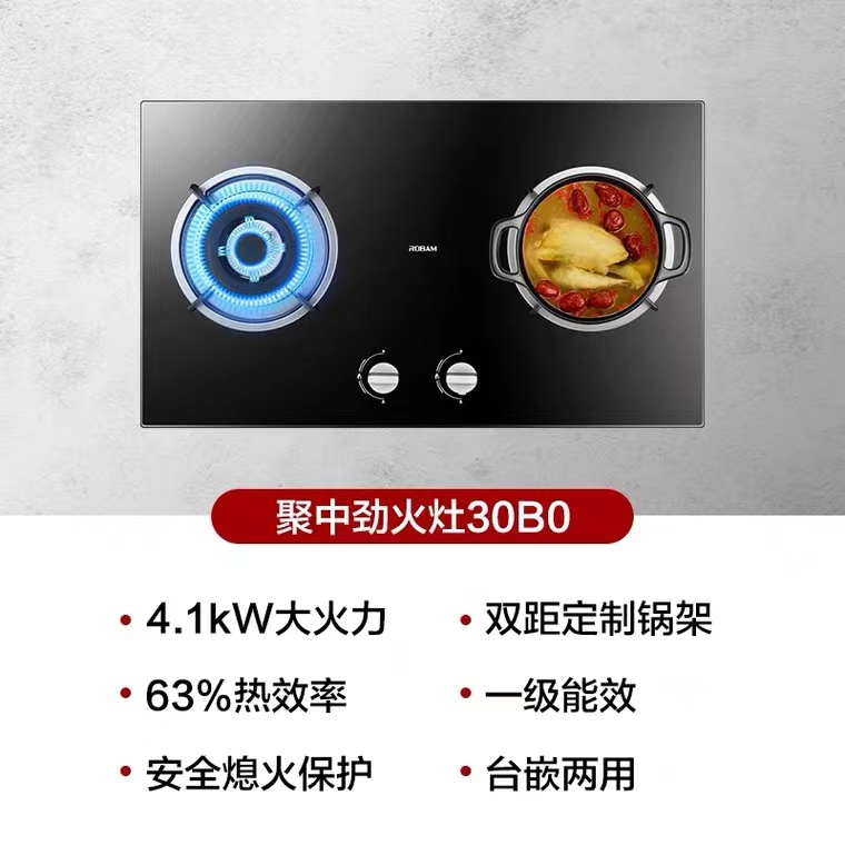 老板（Robam）燃气灶30B0 嵌入式灶具 家用台嵌两用4.2kW火力灶具双眼式燃气炉全进风