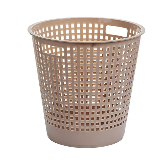 茶花 镂空垃圾桶家用无盖厨房客厅卫生间厕所卧室办公室废纸篓筒桶 咖色（中号）