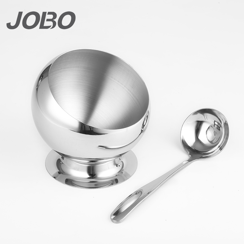 巨博（JOBO）不锈钢斜口调料碗 蘸料调味罐带底座 火锅店自助餐厅小号14cm一个装