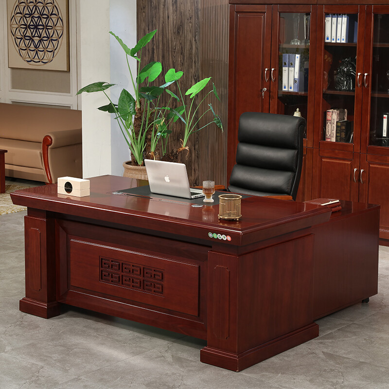 办公桌 中伟/ZHONGWEI  实木 红棕色 1人
