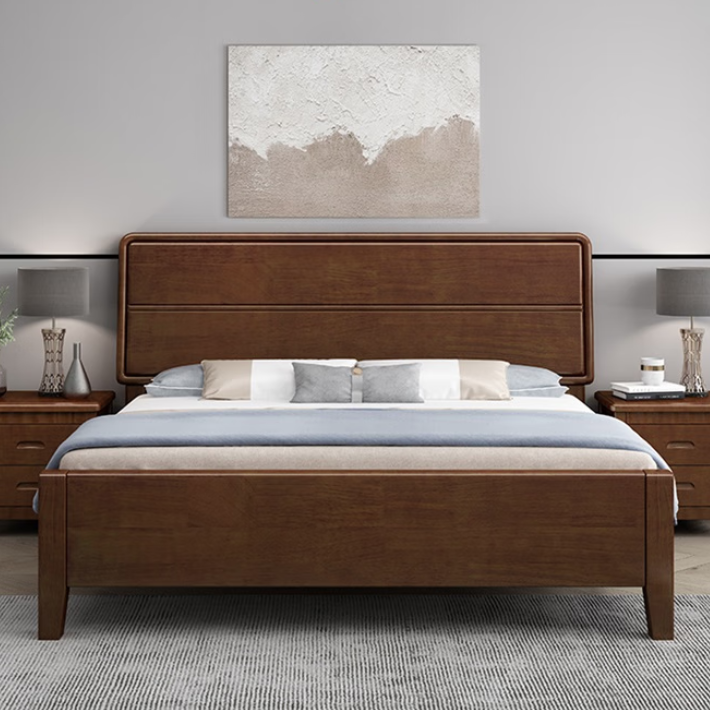 钢木床类 中伟/ZHONGWEI li-3211 双人 单层 橡木色