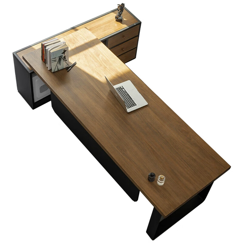 办公桌 中伟/ZHONGWEI 板木结合 浅胡桃色 1