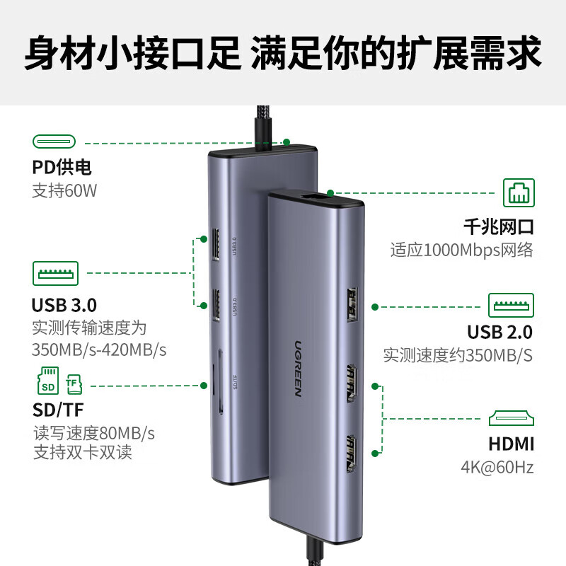 连接线/连接器/转换器 绿联/UGREEN 90119 非屏蔽 灰色