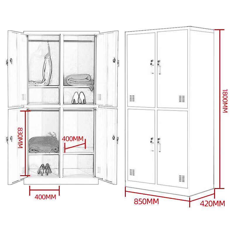 简易衣柜 中伟/ZHONGWEI 100067266309 四门 灰白色