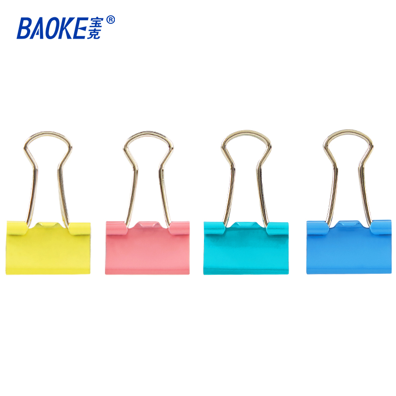 宝克（BAOKE）BC1366 彩色长尾夹票夹60只15mm 燕尾夹票据夹子办公用品