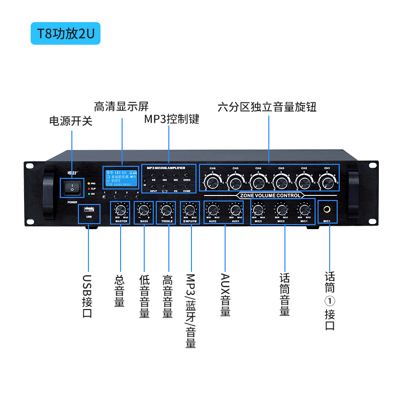 音频功率放大器设备（功放设备） 唯舒/WSJF T8 2.0