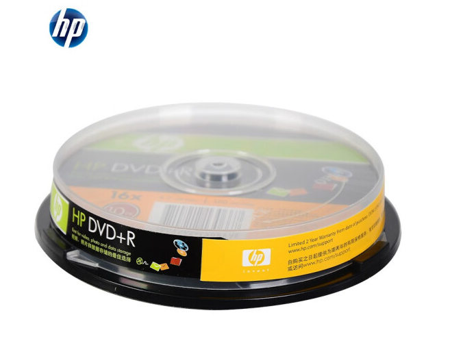 惠普(HP) 光盘 光盘空白 dvd刻录光盘 dvd光盘 光碟 dvd碟片16速4.7GB 桶装10片