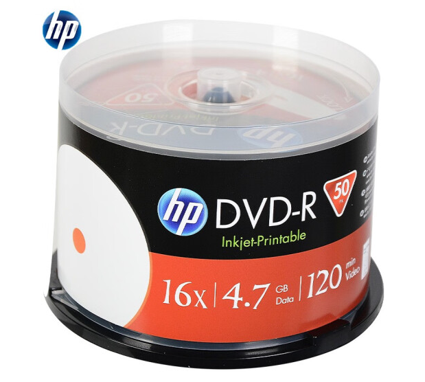 惠普(HP) 光盘 光盘空白 dvd刻录光盘 dvd光盘 光碟 dvd碟片16速4.7GB 桶装50片