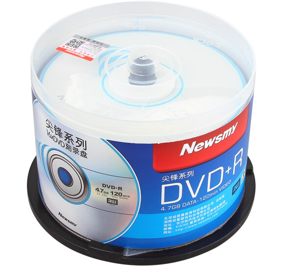  纽曼（Newsmy）尖峰系列DVD+R 16速 4.7G 空白光盘/光碟/刻录盘 桶装50片
