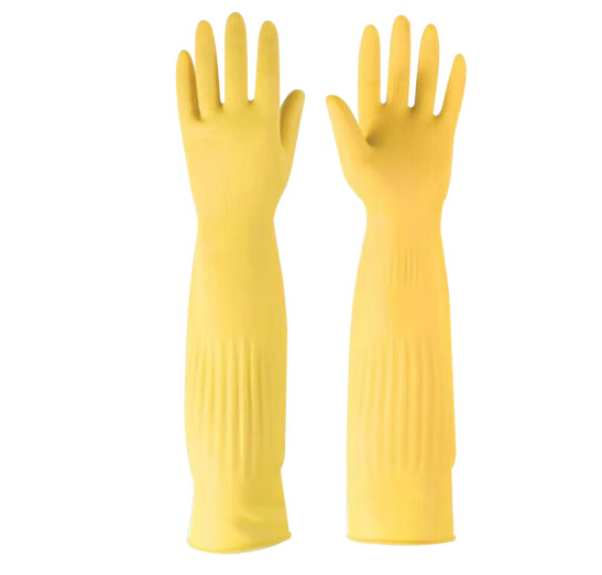 帮手仕 加长加厚乳胶防水耐磨防滑清洁水产工作手套 45cm 1双  L号 10双