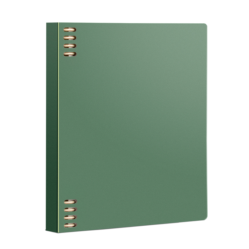 三木(SUNWOOD)A5/120页不硌手横线复古外壳可拆卸8孔活页笔记本可替换附索引页 考研错题作业本 绿色 1389