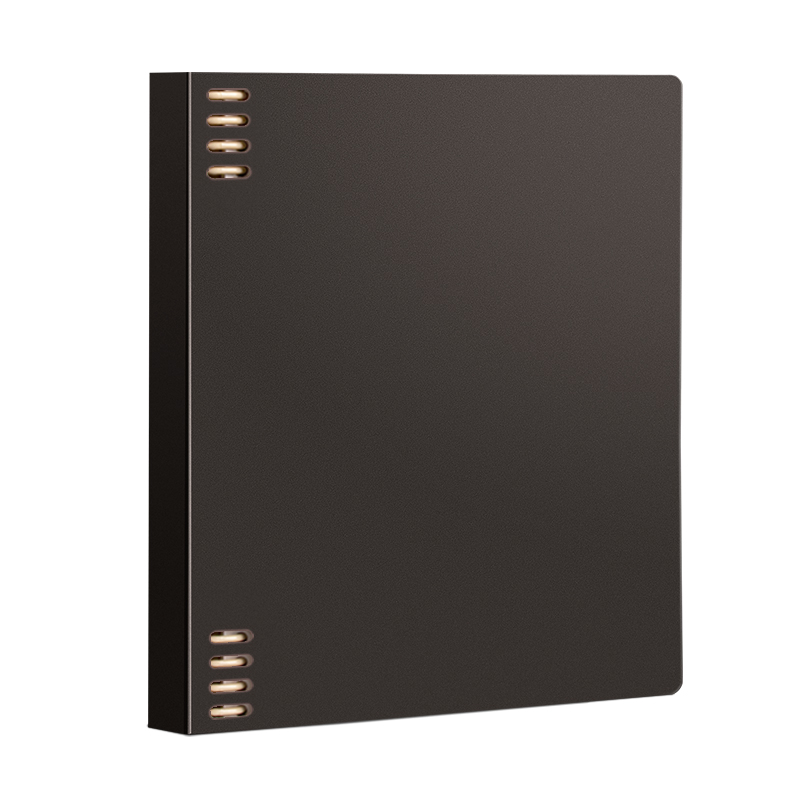 三木(SUNWOOD)A5/120页不硌手横线复古外壳可拆卸8孔活页笔记本可替换附索引页 考研错题作业本 棕黑 1389