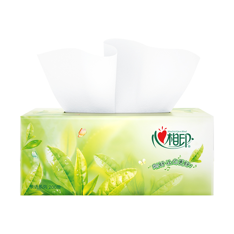 H200（箱装）心相印茶语系列200抽3盒*4提二层盒装纸面巾