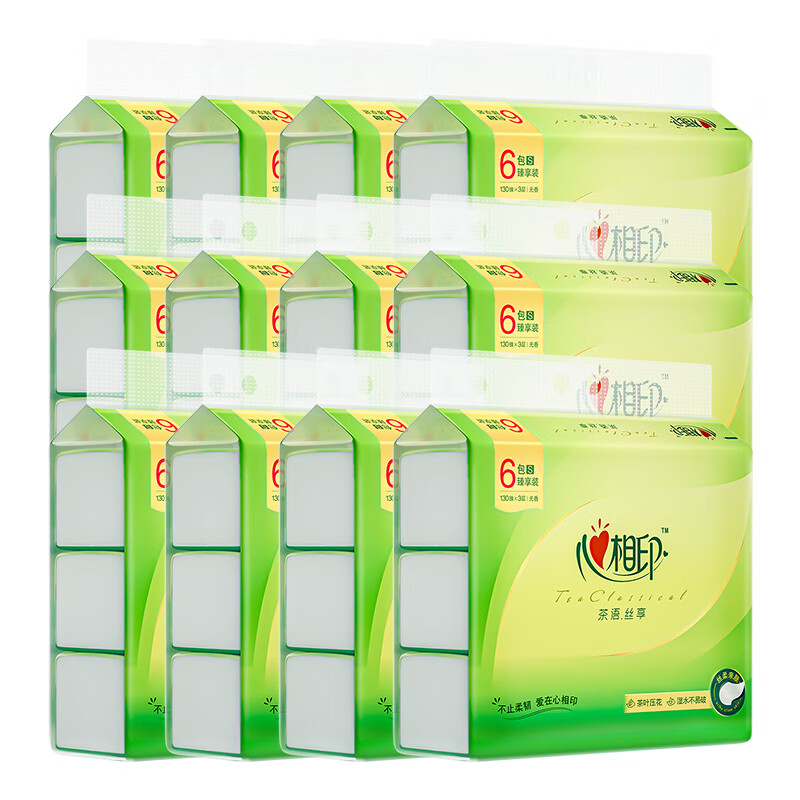 DT15130（6包装） 心相印茶语丝享系列130抽三层塑装纸面巾*12提