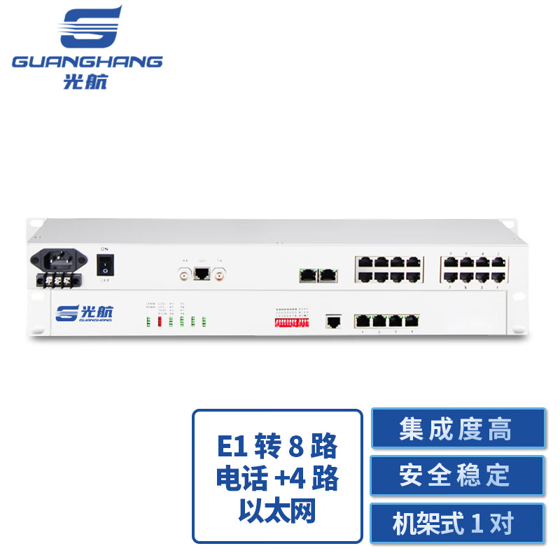光航 GH-8E1-4E PCM电话语音复用设备光端机 E1转8路电话+4路以太网 机架式 1对价